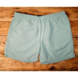 RSQ Men's XL Nylon Swim Shorts Light Green Drawstring Elastic Waist